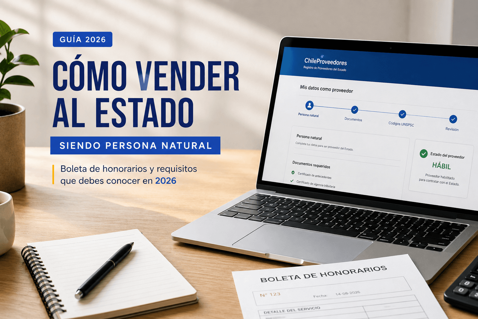 Imagen del artículo: Cómo vender al Estado siendo persona natural: boleta de honorarios y requisitos 2026